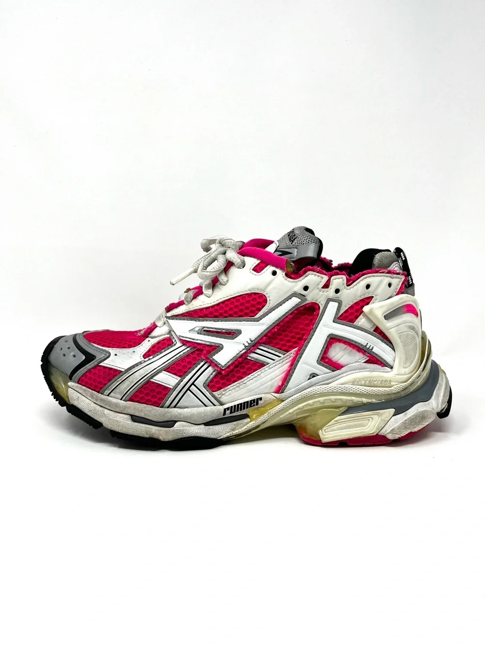Authentic Balenciaga Womens Hot Pink White Runner Sneakers Shoes Chunky 40 10